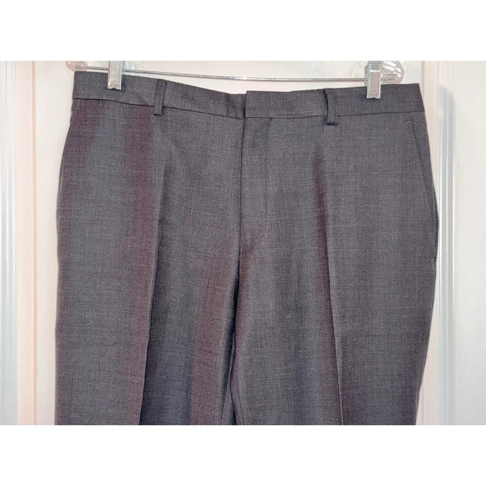 Jos‎ A Bank Mens 36X32 Flat Front Wool Dress Pants Charcoal Gray Trousers